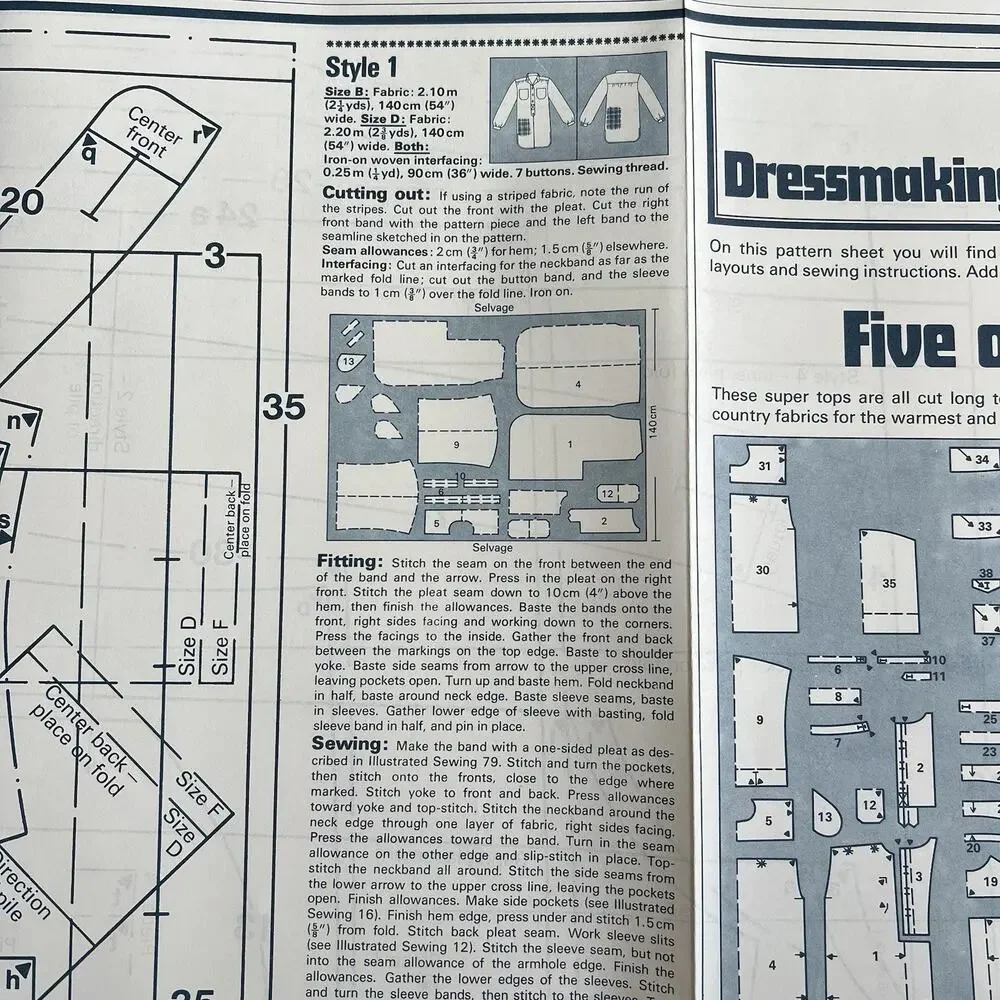 Vintage Designer Sewing Patterns Uncut Lot Of 3 Blouse Dress Jacket Skirt 70s